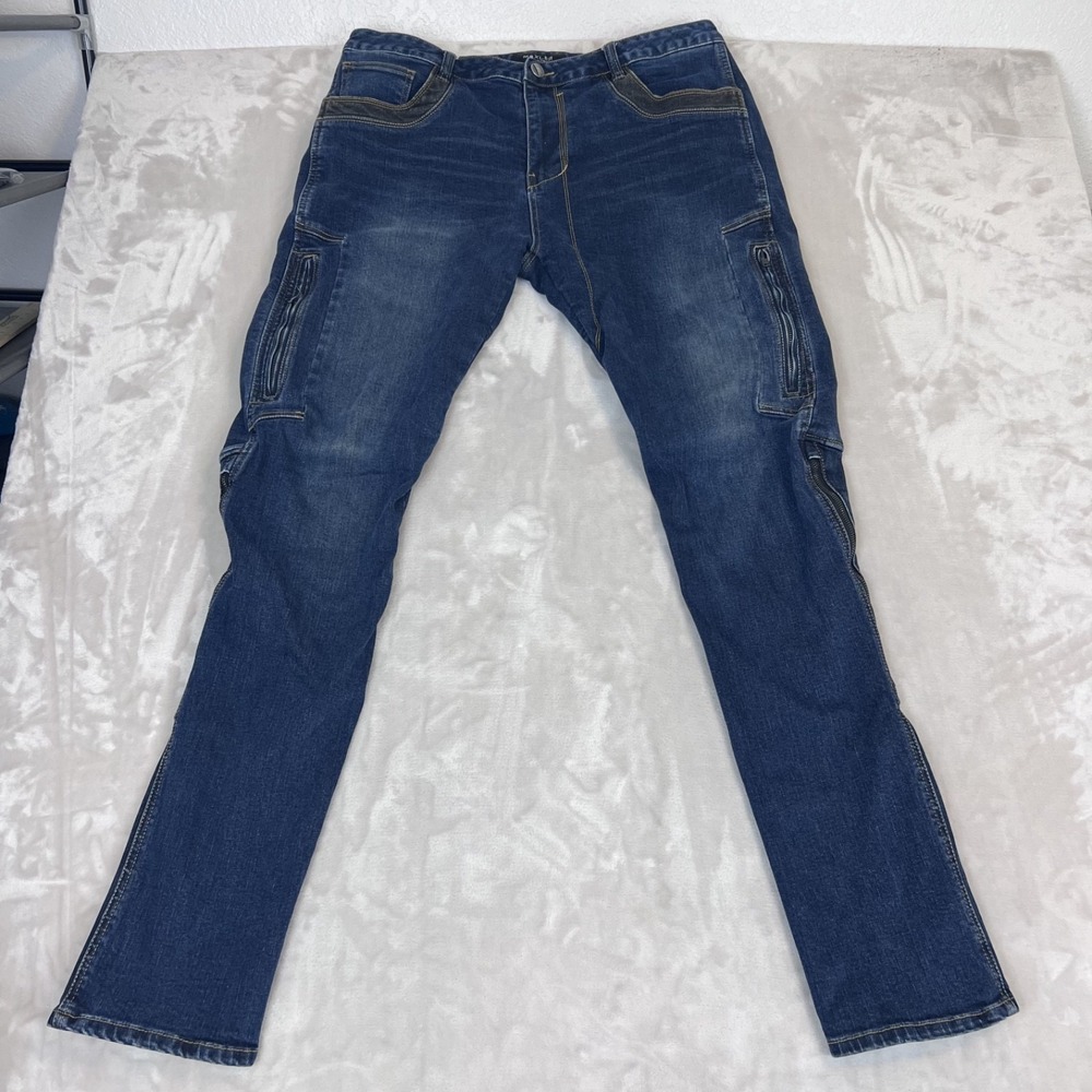 Maxler Riding Jeans Mens 40x34 Slim Straight Blue Denim‎ Motorcycle Biker Edgy